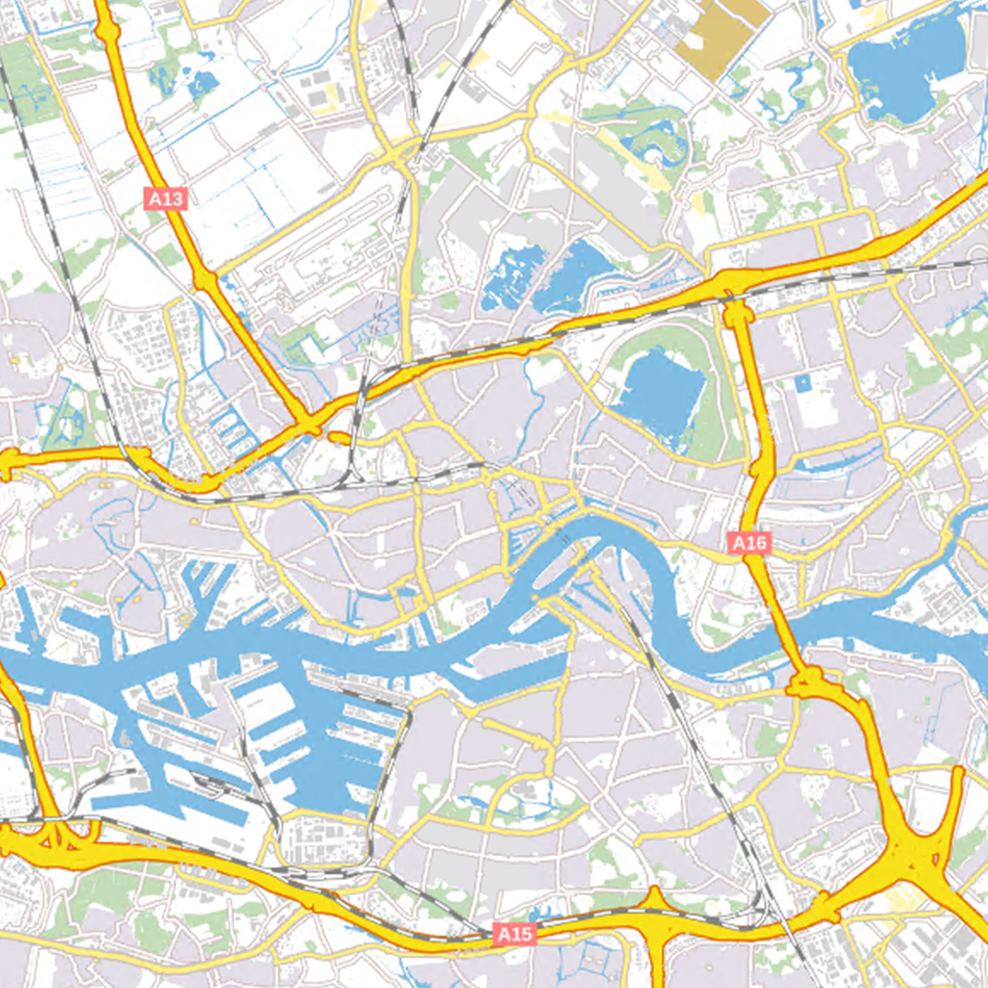 Voorlopige visualiatie van de BRT-achtergrondkaart